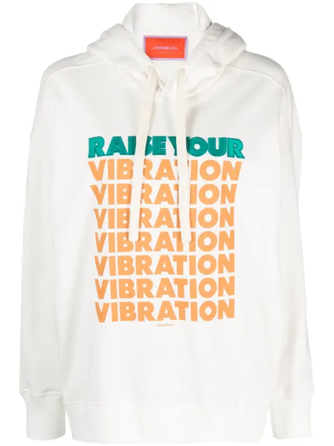 La DoubleJ Discman slogan-print cotton hoodie White SWE0017JER033SOP03WH05