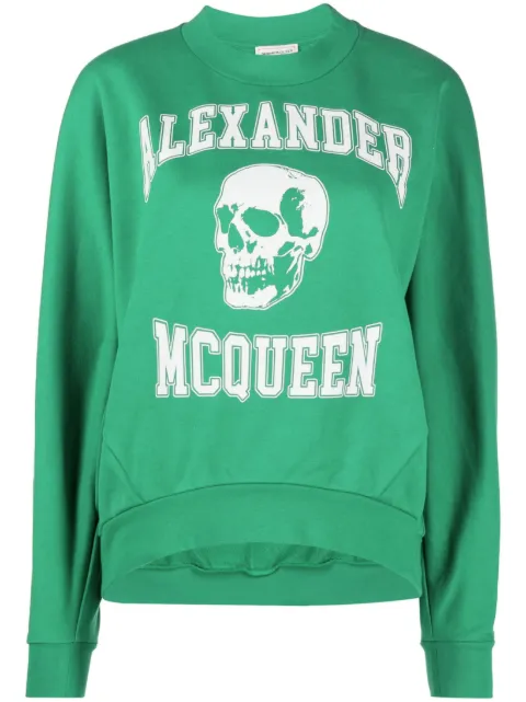 Alexander McQueen skull-print stretch-cotton sweatshirt Green 752345QZAJ5