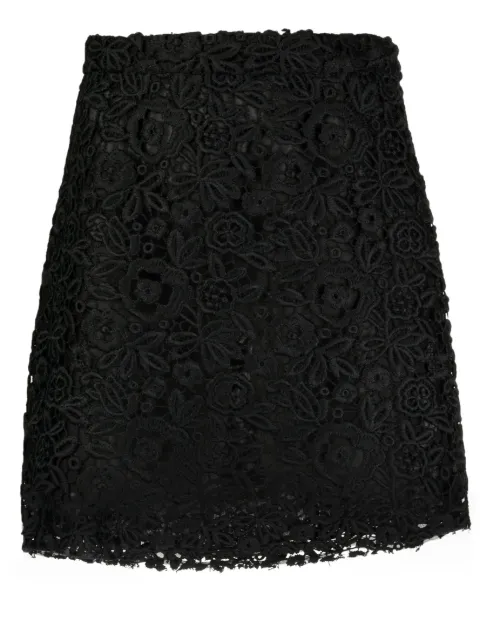 Miu Miu Pre-Owned floral lace A-line skirt Black CSLWMMSKIR7309