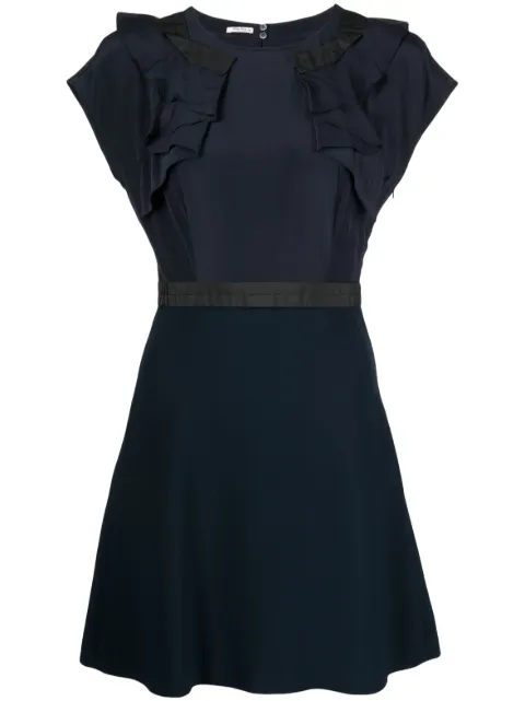Miu Miu Pre-Owned ruffle-detailed A-line dress Blue CSLWMMBDRE7303