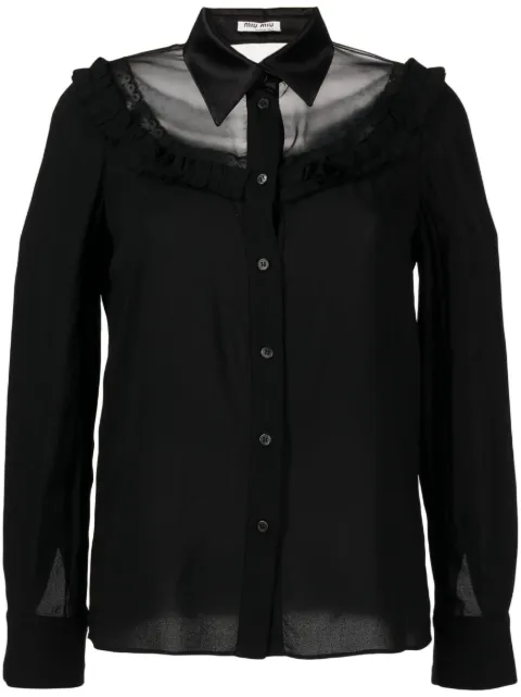 Miu Miu Pre-Owned sheer-panelled long sleeve shirt Black CSLWMMTOP7319