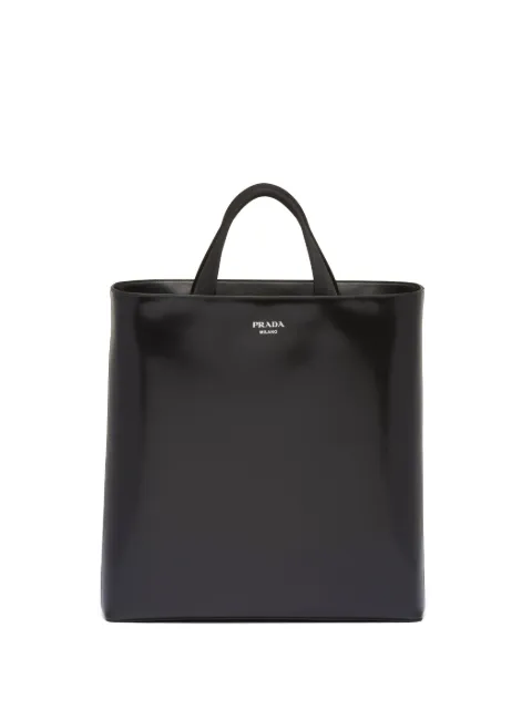 Prada logo-stamp leather tote bag Black 2VG113VOOOZO6F0002
