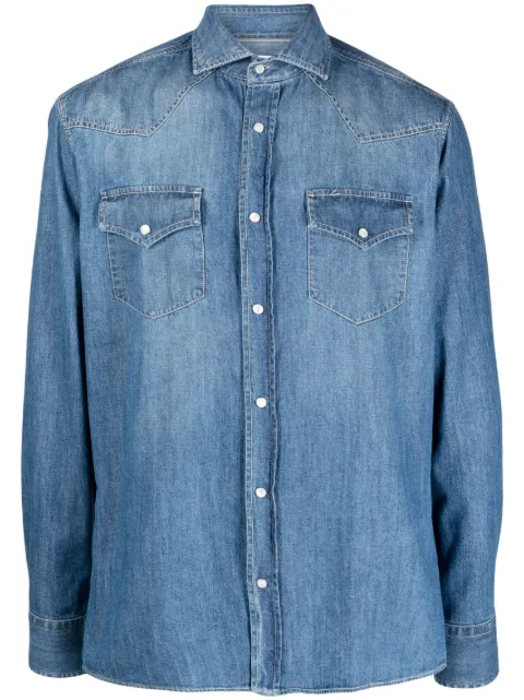 Brunello Cucinelli button-up cotton denim shirt Blue MH1924008CCF66