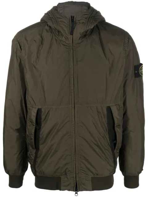 Stone Island Compass-patch zip-up jacket Green 791540823