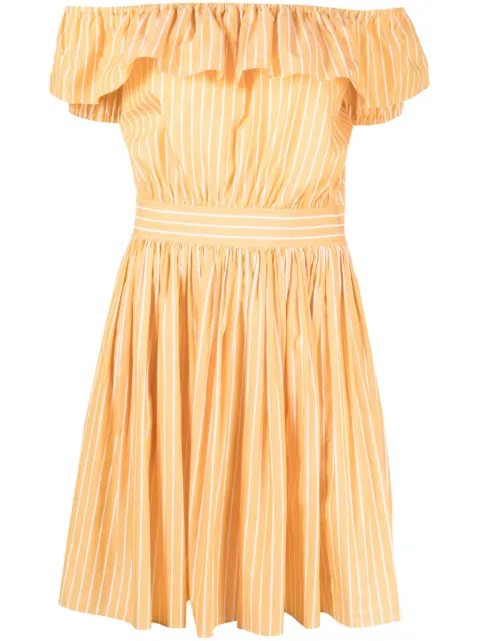Miu Miu Pre-Owned off-shoulder ruffle dress Orange CSLWMMYDRE7291