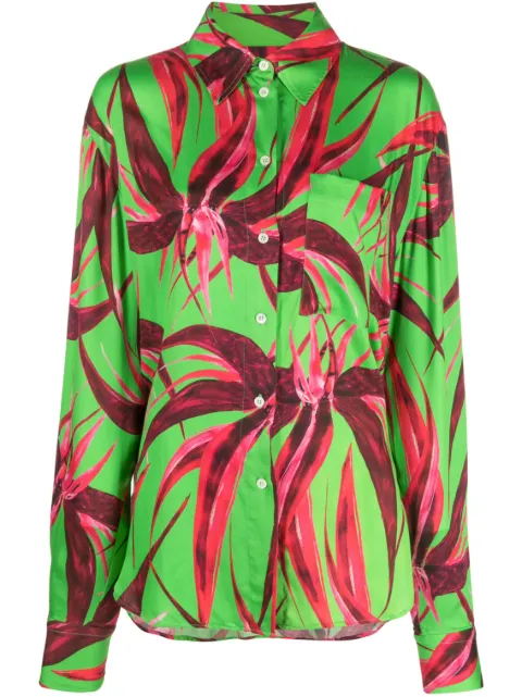 Louisa Ballou floral-print long-sleeve shirt Green 1130084010