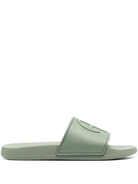 ANINE BING logo-embossed faux-leather slides Green A144180340