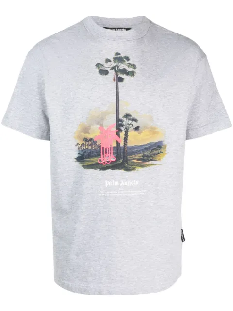 Palm Angels graphic-print cotton T-shirt Grey PMAA001E23JER0030832