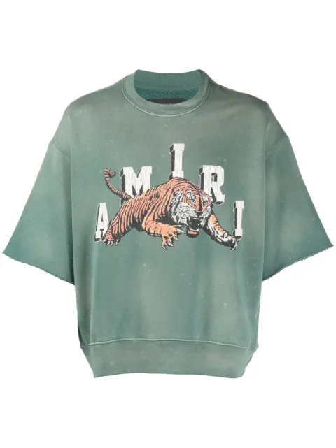 AMIRI Vintage SS tiger-print short-sleeve sweatshirt Green PF23MJG017
