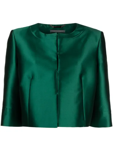 Alberta Ferretti cropped satin jacket Green AEF232U05226625