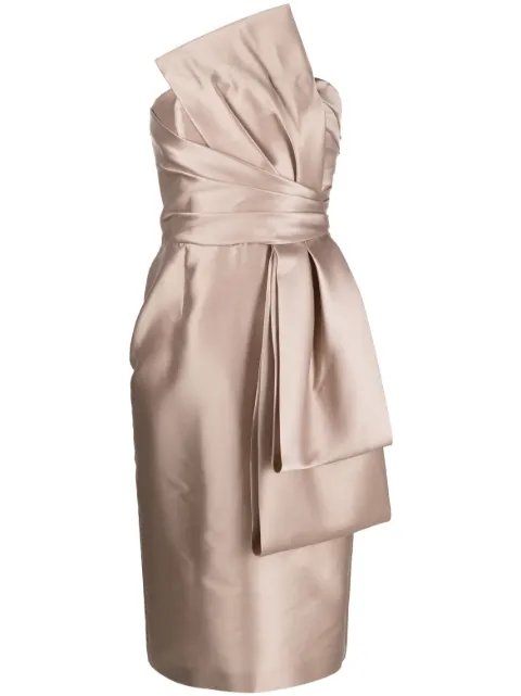 Alberta Ferretti strapless draped midi dress Pink A04396625