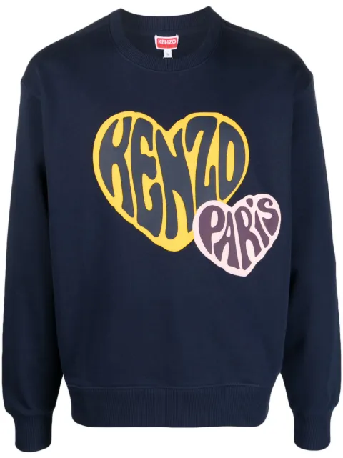 Kenzo logo-print cotton sweatshirt Blue FD65SW0814MF