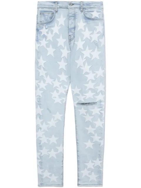 AMIRI x Chemist leather-stars skinny jeans Blue PF23MDF002