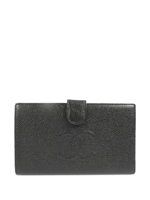 CHANEL Pre-Owned 2002 long bi-fold wallet Black 7652695