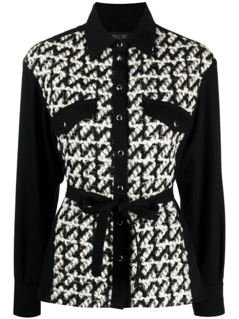 Del Core bouclé tied-waist shirt Black DN00242T0638