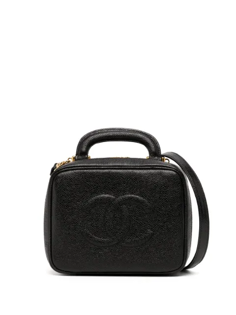 CHANEL Pre-Owned 1997 CC stitch vanity two-way bag Black 4489989