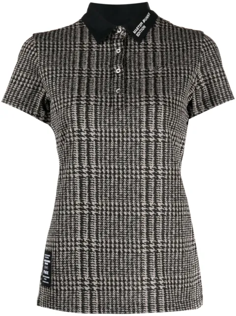 MASTER BUNNY EDITION plaid logo-patch polo shirt Brown 7593160504
