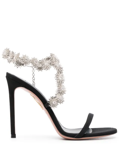 Aquazzura Comet 105mm crystal-embellished sandals Black CMTHIGS0GRO000