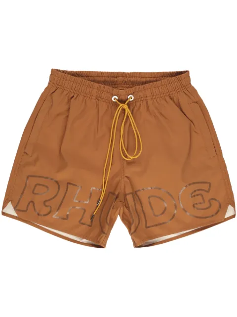 RHUDE logo-print swim shorts Brown RHPF23SM01169003