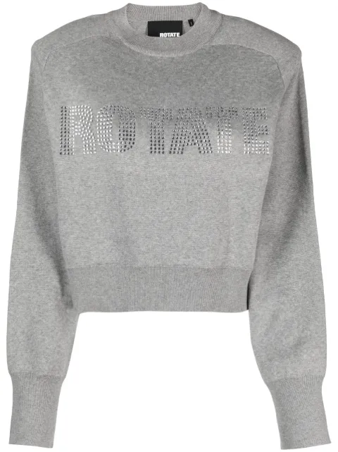 ROTATE BIRGER CHRISTENSEN Firm embellished organic cotton sweatshirt Grey 1111521522