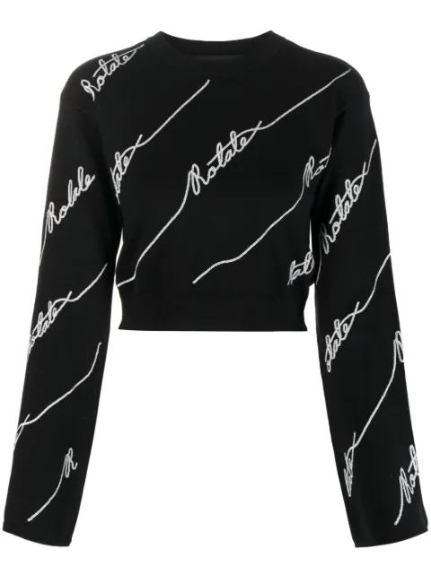 ROTATE BIRGER CHRISTENSEN logo-embellished cropped jumper Black 110113100