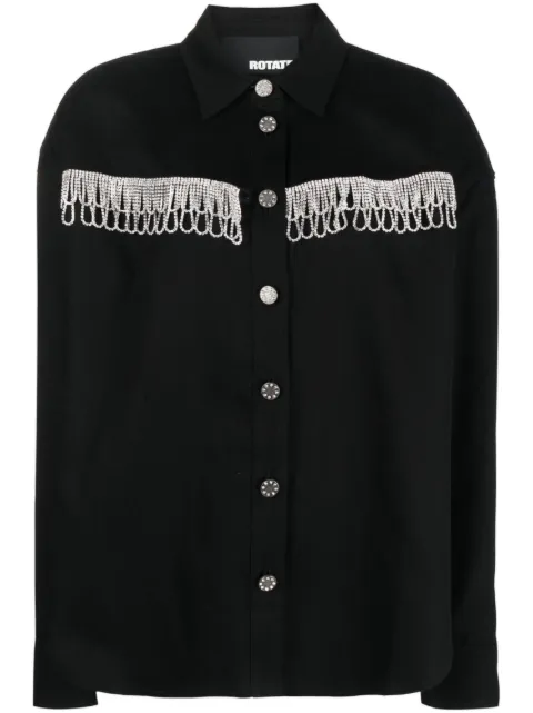 ROTATE BIRGER CHRISTENSEN crystal-embellished long-sleeve shirt Black 101014100