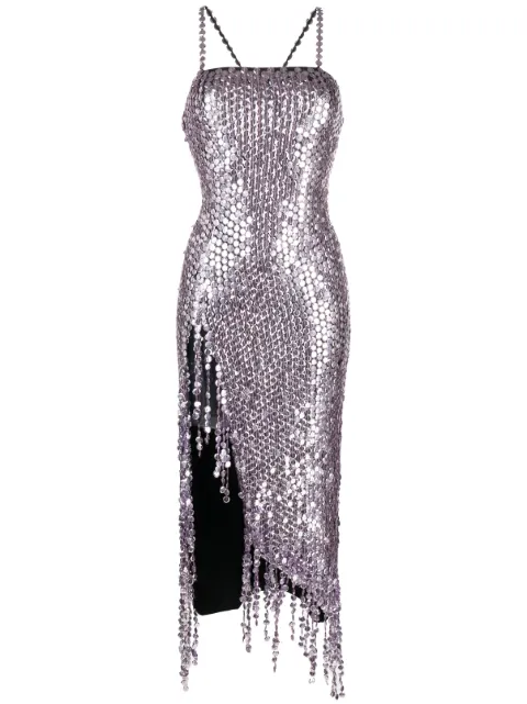 The Attico Avery pailette-embellished midi dress Purple 237WCW90H163287