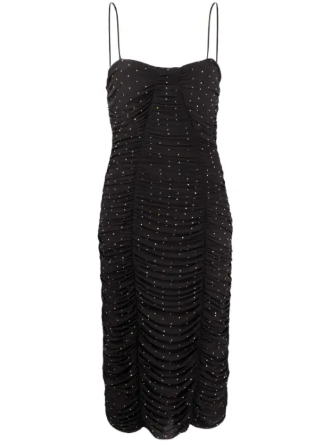 ROTATE BIRGER CHRISTENSEN crystal-embellishment ruched dress Black 111114100