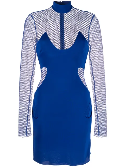 TOM FORD crepe mesh-panelling mini dress Blue 223ABJ725FAX162