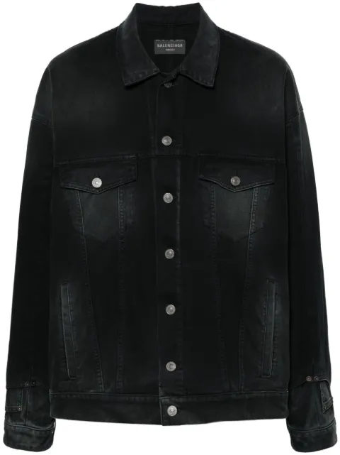 Balenciaga washed-denim button-up jacket Black 767943TNW11
