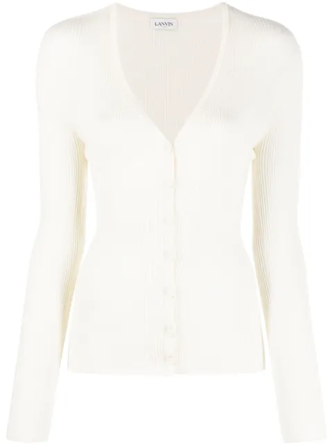 Lanvin ribbed V-neck cardigan White RWCA0001K004A23