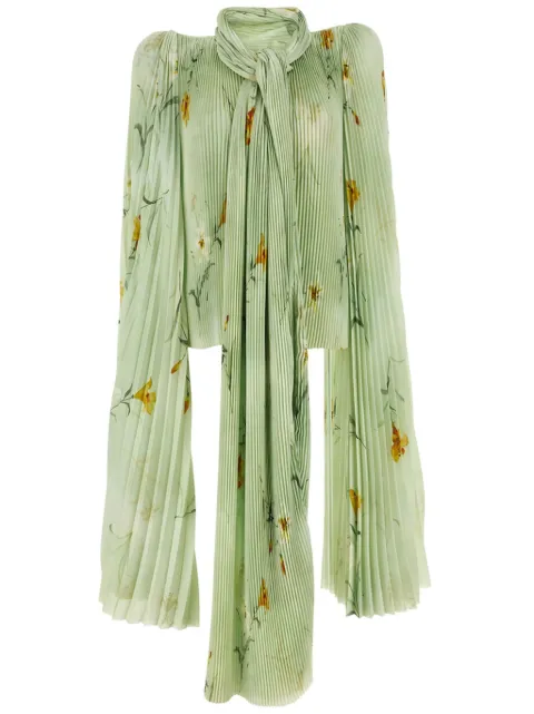 Balenciaga floral-print pleated blouse Green 768704TPL32