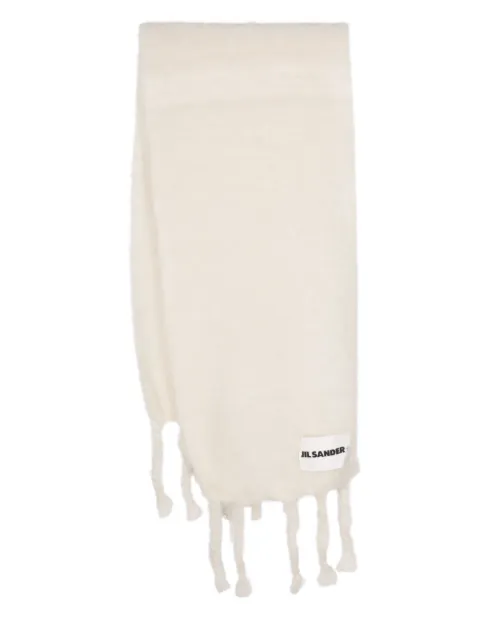 Jil Sander logo-patch chunky-knit scarf White J40TE0118J40041