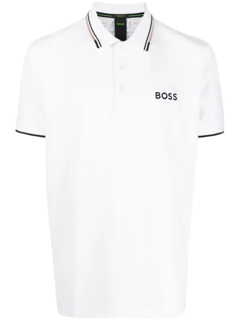 BOSS logo-embroidered polo shirt White 50469094