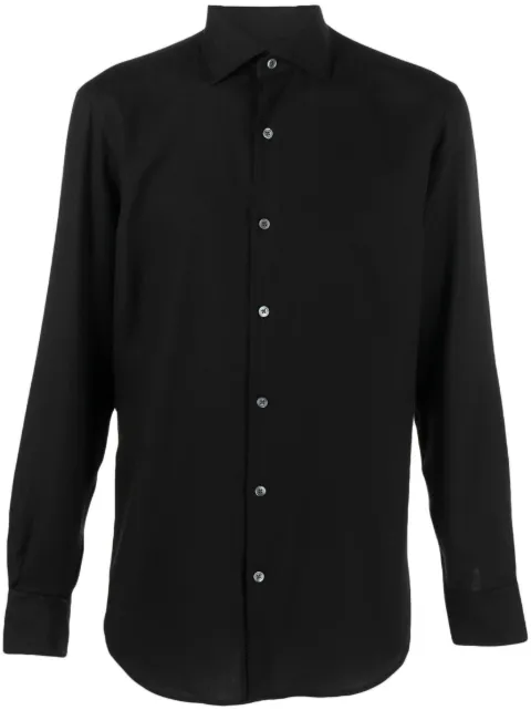 Zegna spread-collar cotton-cashmere shirt Black E8X44A6SRF5