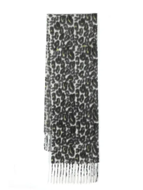 Faliero Sarti leopard-print fringed scarf White 2247
