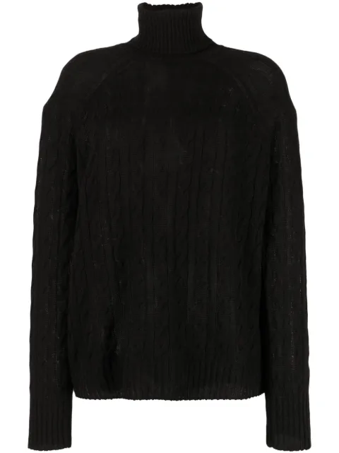ETRO cable-knit roll-neck jumper Black 119009200