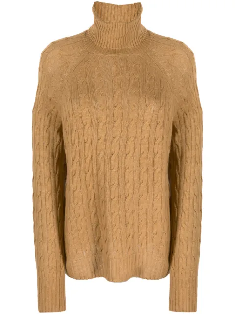 ETRO cable-knit roll-neck jumper Brown 119009200