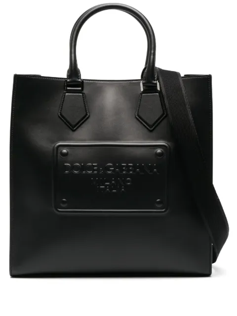 Dolce & Gabbana logo-embossed leather tote bag Black BM2273AG218
