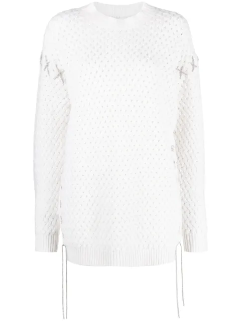 Giuseppe Di Morabito decorative-stitches knitted minidress Neutrals PF23250KN264