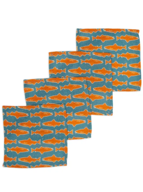 La DoubleJ x Passalacqua Como Fish napkin (set of four) Blue NAP0007LIN005CMF0008