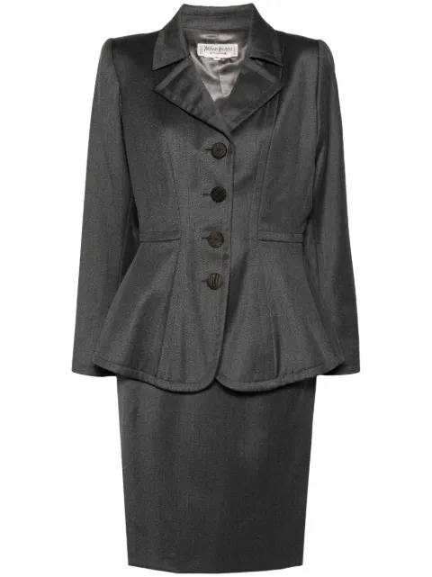 Saint Laurent Pre-Owned 1980s wool skirt suit Grey SAI600RF