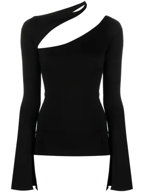 MANURÍ Sandy cut out-detail blouse Black MRAW2324DN024