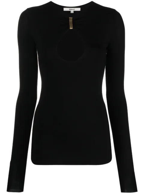 MANURÍ long-sleeve cut-out T-shirt Black MRAW2324DN015