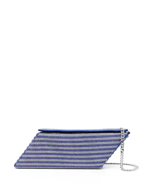 Kara Crystal Mesh Parallelogram clutch bag Blue HB3574113