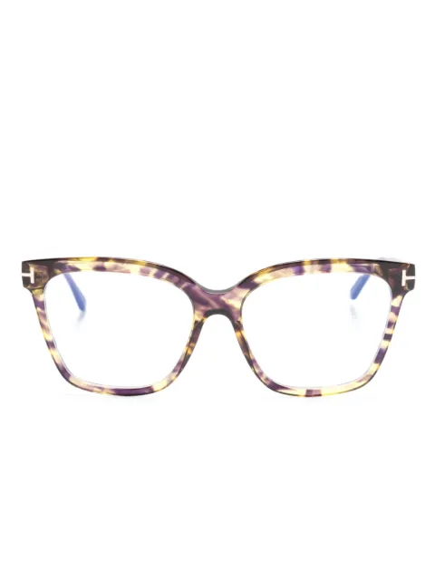 TOM FORD Eyewear tortoiseshell-effect oversize-frame glasses Brown TF5892B