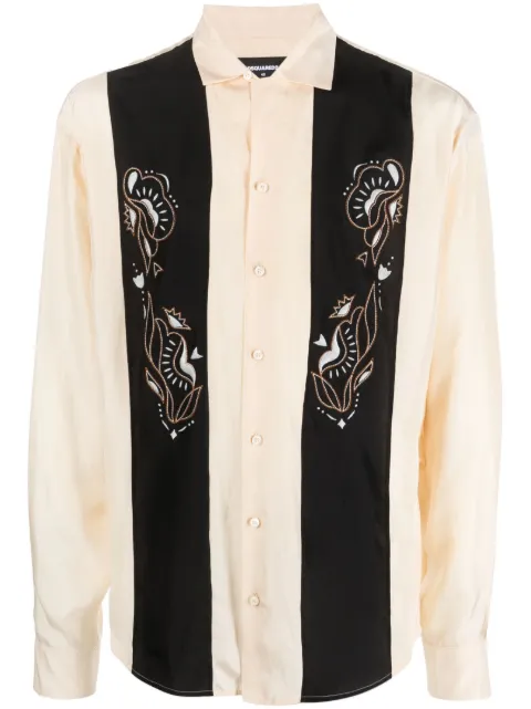 DSQUARED2 embroidered silk bowling shirt Neutrals S74DM0745S47223