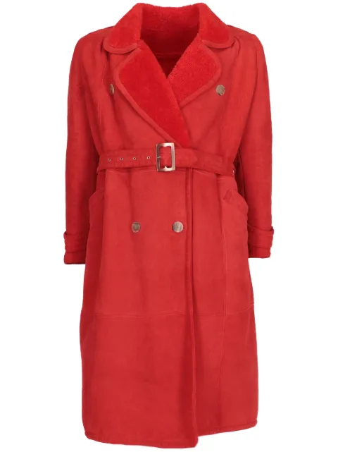 Valentino Garavani Pre-Owned 1980 double-breasted shearling coat Red VAL900NV