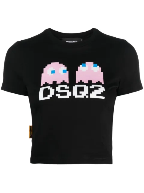 DSQUARED2 x Pac-Man graphic-print cropped T-shirt Black S72GD0492S23009