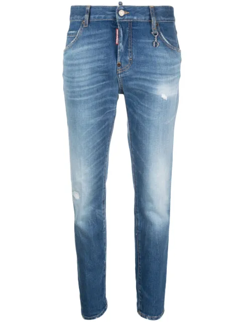 DSQUARED2 logo-plaque tapered jeans Blue S75LB0789S30663